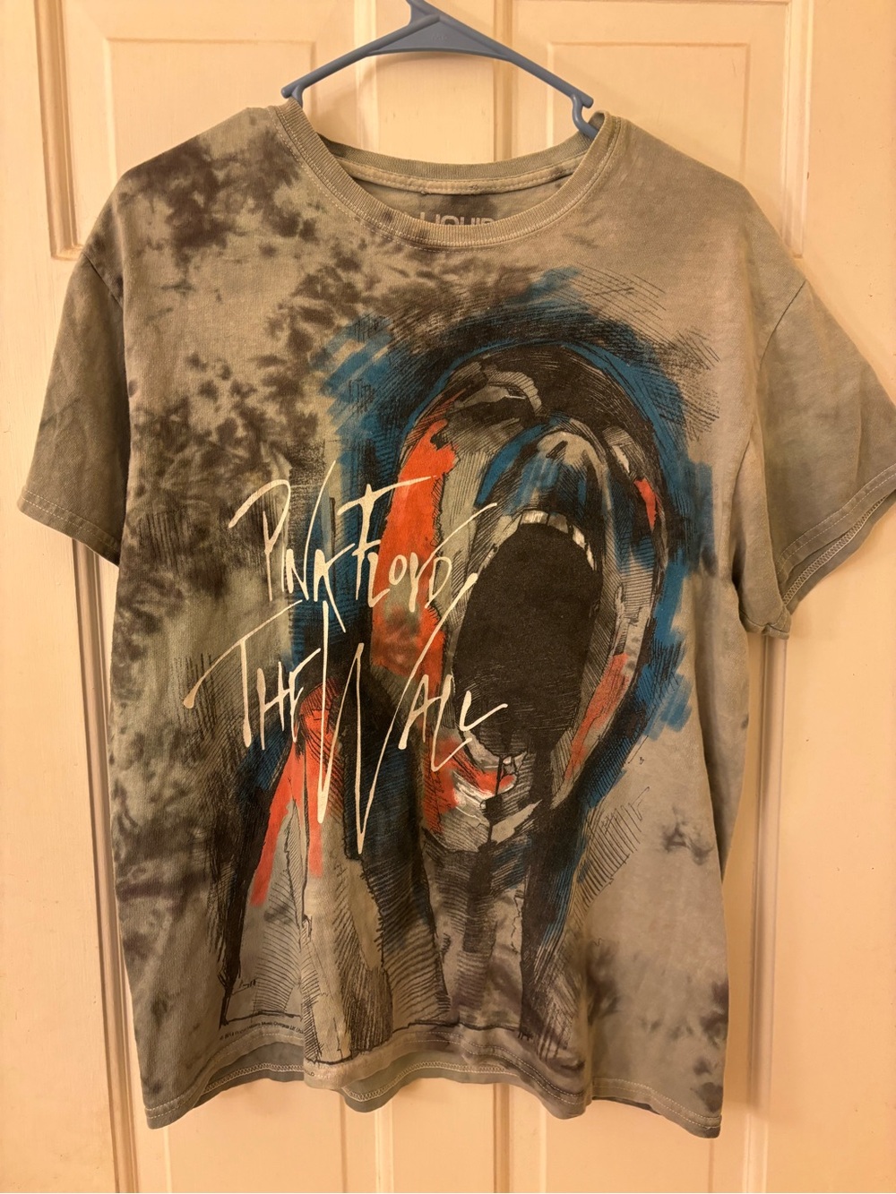 Pink Floyd The Wall Graphic Tie-Dye Men's T-Shirt - Gray/Blue/Red Size Medium